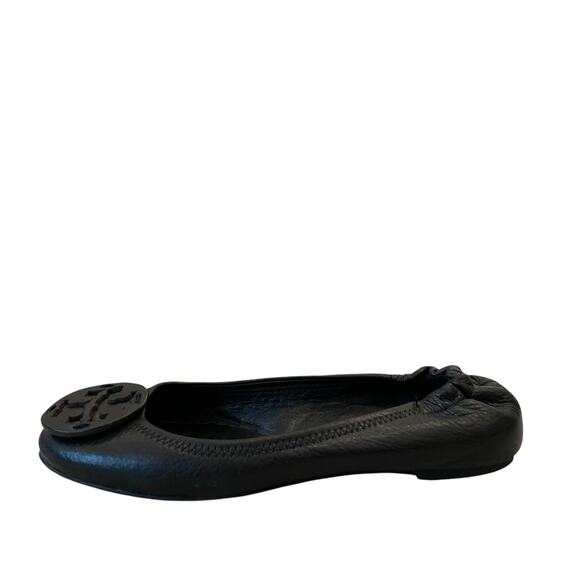 TORY BURCH Reva Scrunch Black Leather Ballet Flats Logo Women's Size US 8 - Picture 13 of 13